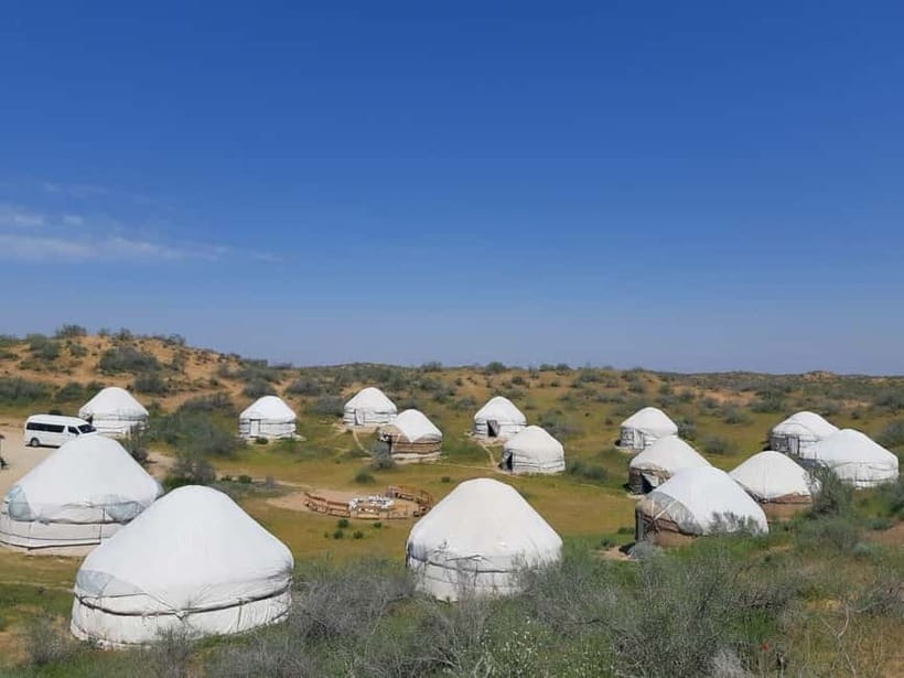 Desert Adventure from Samarkand: Yurt Camp & Aydarkul Escape - Camel riding and the first sight of camp