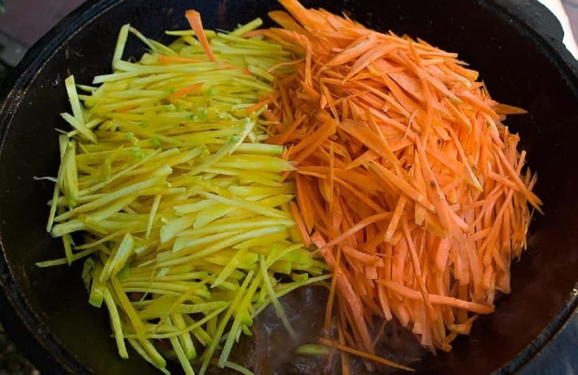 Plov and Samsa Cooking Class in Tashkent - Cutting Carrots, Onions, Meat, and Rice