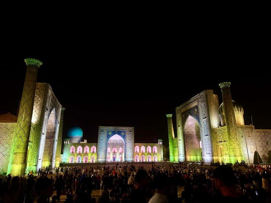 Samarkand Moonlight Tour: A Timeless Night Experience - Registan Square beneath the evening lights