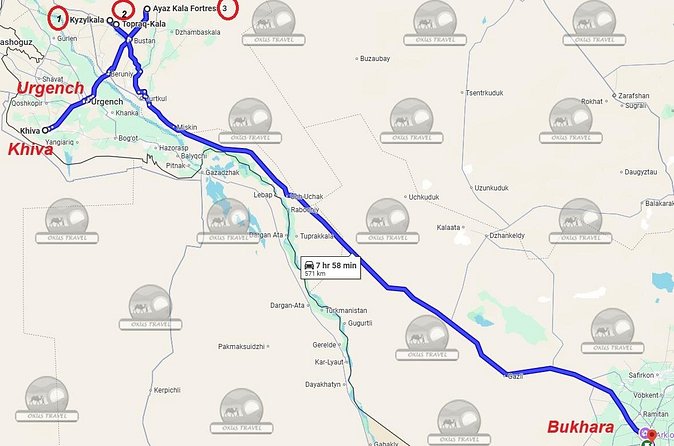 Transfer from Khiva to Bukhara by Fortresses - Ayaz Kala and the fortress chain